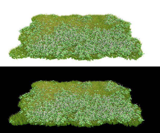 Пейзаж листвы для обработки фотографий изолирован на белом и черном фоне. 3D рендеринг - иллюстрация - Фото, изображение