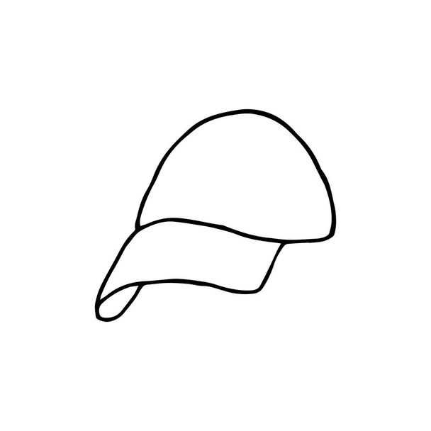 Doodle Cap. hand drawn of a Cap isolated on a white background. Vector illustration sticker, icon, design element - Vector, Image