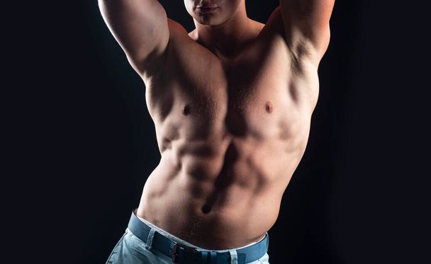 Nude man torso. Sexy naked gay. Bare abs guy. Sexual muscular male. Homosexual, pride, lgbtq, lgbt. - Fotó, kép