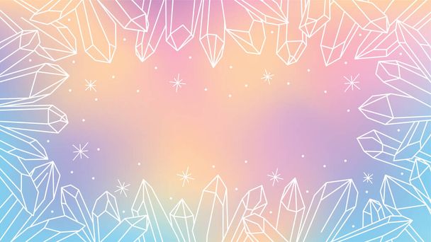 Vector pastel background with white crystal outline. Illustration in the style of pixiecore and fairycore. - Vector, Image
