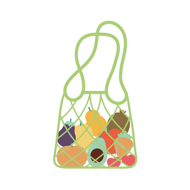 éco sac avec un fruit à l'intérieur de celui-ci et la couleur vert clair - Vecteur, image