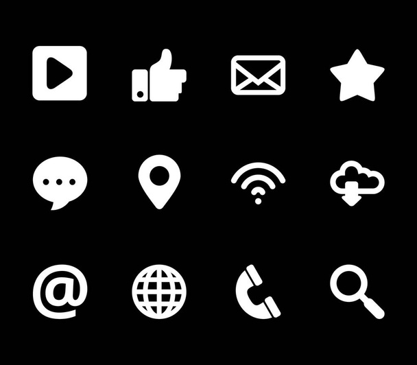 Set of web icon isolated on black background - Vektor, Bild