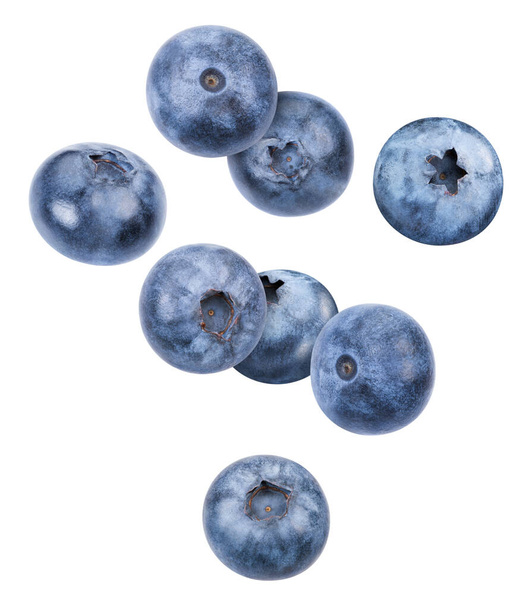 Blueberry collection. Blueberry with clipping path isolated on a white background. Fresh organic vegetable. Full depth of field - Photo, image
