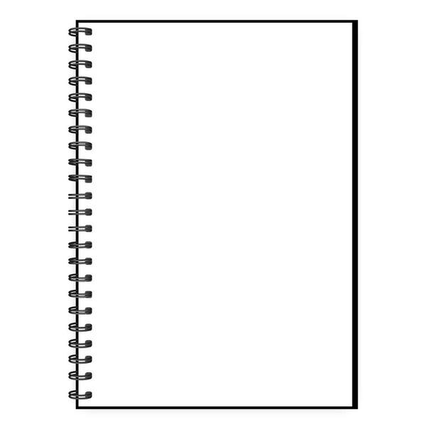 Leeres vertikales Notizbuch auf weißem Hintergrund. Ein leeres Textbuch. Heftvorlage. Archivbild. EPS 10. - Vektor, Bild