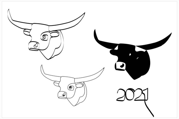 Vector image of a bull on a white and colored background. - Vector, Image