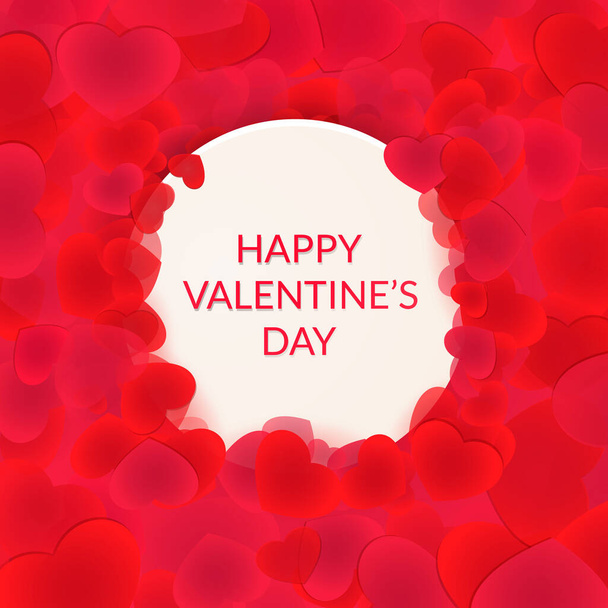 Happy Valentine's day background with red hearts - Vektori, kuva