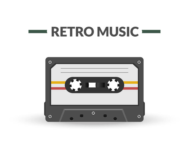 Retro music magnetic audio tape. Old style audio carrier - Vecteur, image