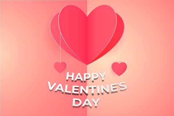Happy St. Valentine's day greeting card with paper cut heart - Vektori, kuva