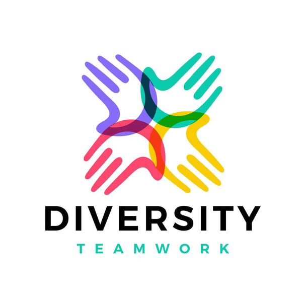 ποικιλομορφία χέρι ομάδα εργασίας βοήθεια λογότυπο εικονογράφηση εικονίδιο φορέα - Διάνυσμα, εικόνα