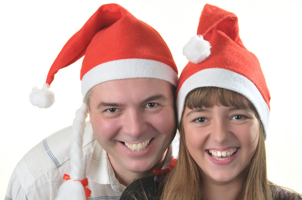 Baba ve kızı olan Noel Baba kapaklar - Fotoğraf, Görsel