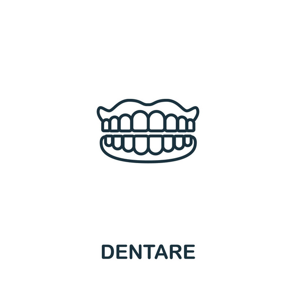 Vanhusten hoitokokoelman hammasikoni. Yksinkertainen viiva elementti dentare symboli malleja, web suunnittelu ja infographics. - Vektori, kuva