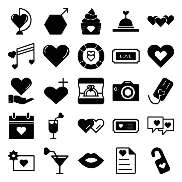 Love and Romance Pack Icono vectorial aislado que se puede modificar o editar fácilmente - Vector, Imagen
