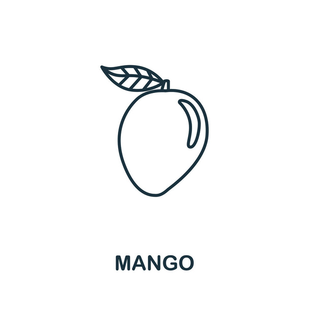 Mango icon from fruits collection. Simple line element mango symbol for templates, web design and infographics. - Vetor, Imagem