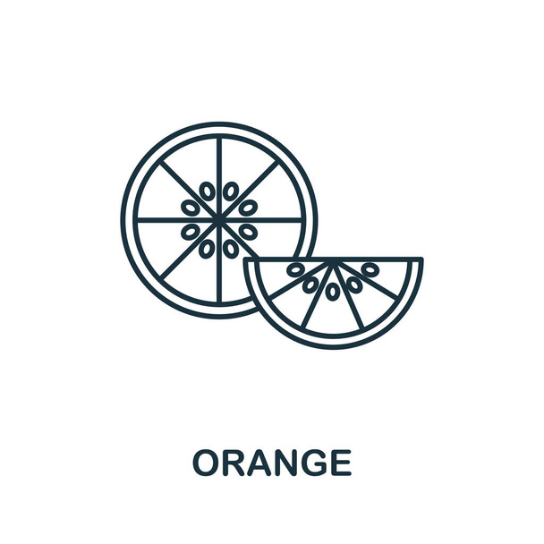 Помаранчева іконка з колекції фруктів. Простий символ помаранчевого елемента рядка для шаблонів, веб-дизайну та інфографіки
. - Вектор, зображення