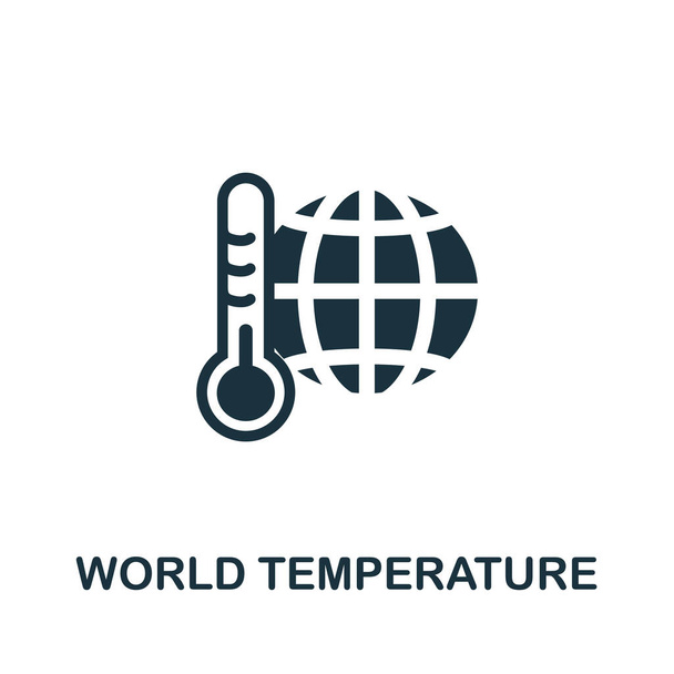 世界温度アイコン。地球温暖化コレクションのシンプルなイラスト。Webデザイン、テンプレート、インフォグラフィックのMonochrome世界温度アイコン. - ベクター画像