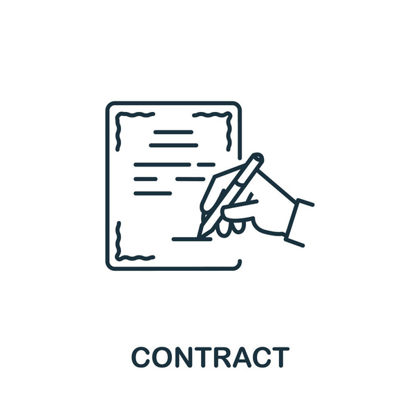 Contract icoon uit headhunting collectie. Eenvoudige lijn Contract icoon voor sjablonen, web design en infographics. - Vector, afbeelding