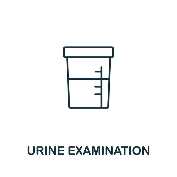 Icône d'examen d'urine de la collection de bilan de santé. Icône d'examen d'urine de ligne simple pour les modèles, la conception Web et l'infographie. - Vecteur, image