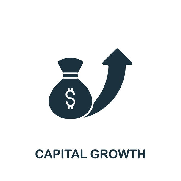 Ikona růstu kapitálu ze sběru investic. Jednoduchá linka Ikona kapitálového růstu pro šablony, webdesign a infografiku. - Vektor, obrázek