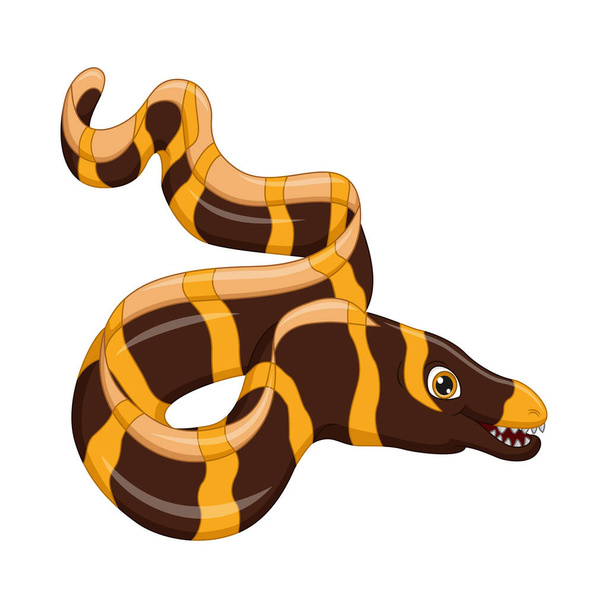 Ilustración vectorial de la anguila divertida de dibujos animados sobre fondo blanco - Vector, imagen