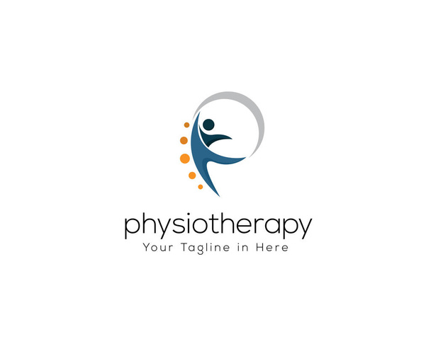 logotipo de cuidados de saúde humanos, logotipo fisioterapia, logotipo do salto humano, logotipo da letra p - Vetor, Imagem