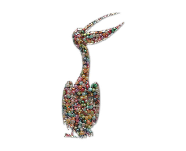 An illustration of a pelican composed out of colorful beads isolated on a white background - Foto, Bild