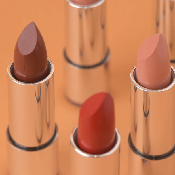 A closeup shot of colorful lipsticks iso - Foto, afbeelding