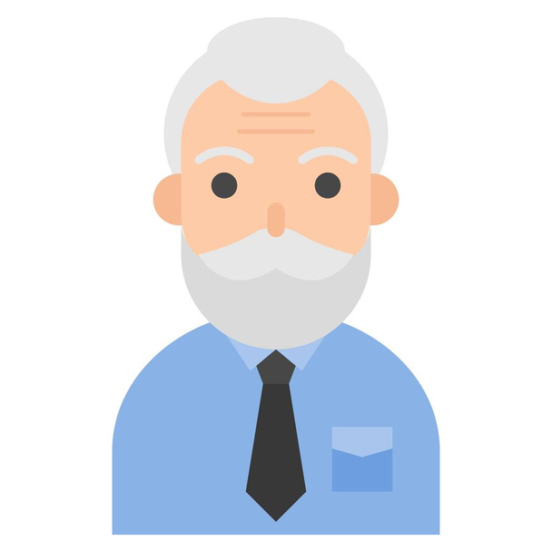 Homme âgé icône avatar, illustration vectorielle de style plat - Vecteur, image