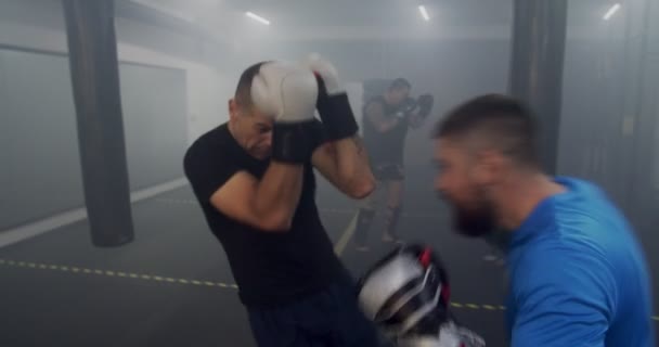 Training kick box with punching bags - Footage, Video