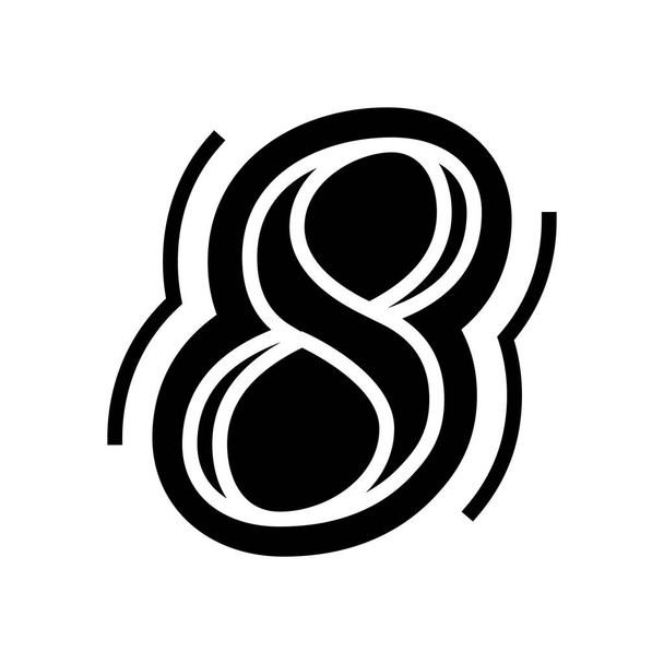 eight number glyph icon vector illustration - Vector, Image