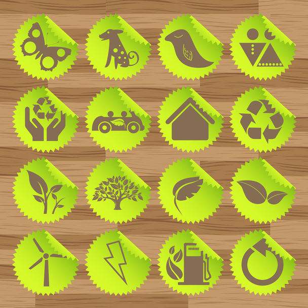 Green eco icons vectors - Вектор,изображение