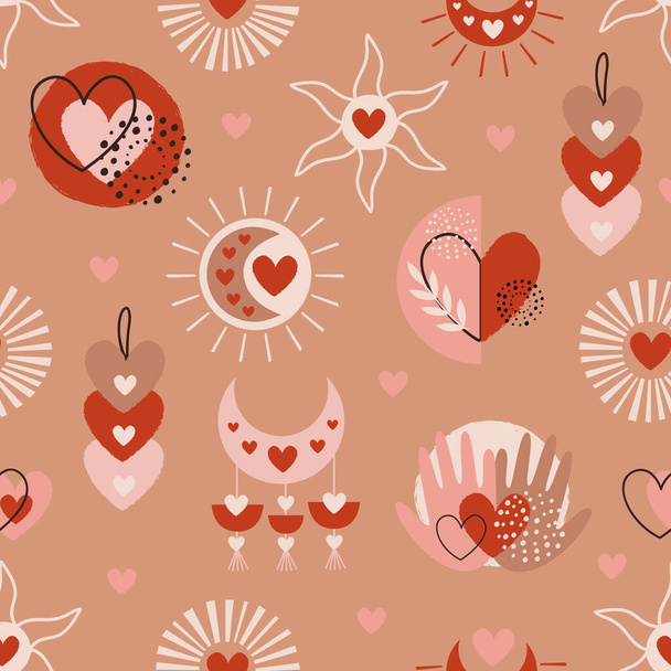seamless pattern with love boho elements - ベクター画像