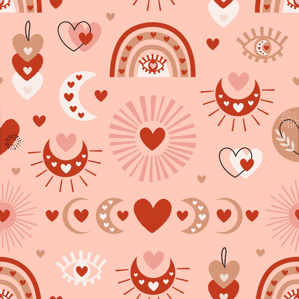 seamless pattern with love bohemian elements - Vector, afbeelding