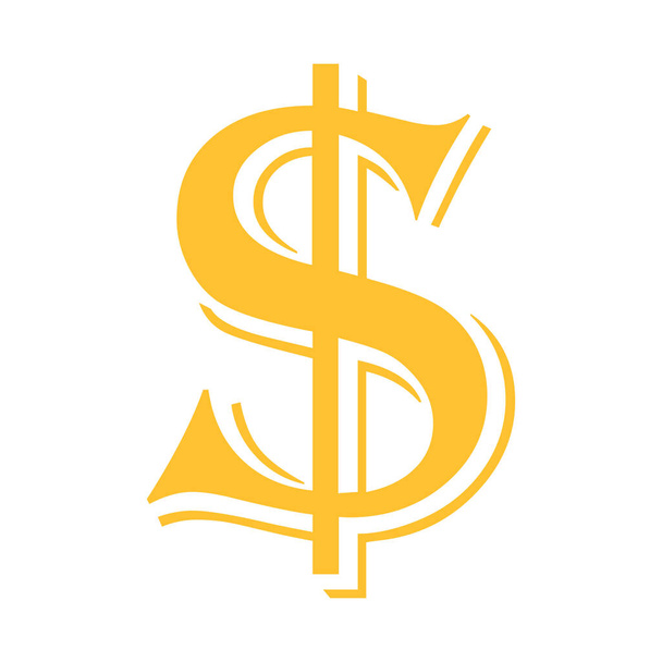 Segno Dollaro. Icona gialla su sfondo bianco. Illustrazione vettoriale - Vettoriali, immagini