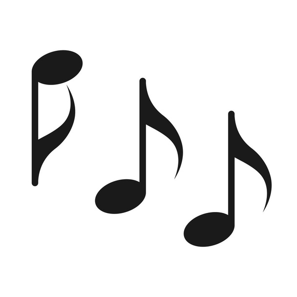 Восьмая нота, песня, мелодия. Черно-белый силуэт нот. Иллюстрация - Вектор,изображение