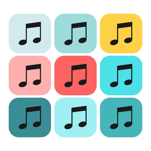 A set of eighth notes. Musical sign on a colorful background. Illustrations - Vector, imagen