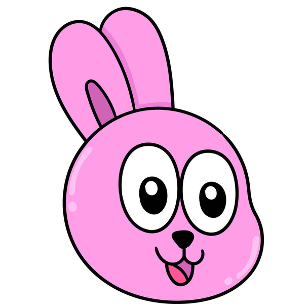 cartoon cute rabbit animal head with pink smile, doodle draw kawaii. vector illustration art - ベクター画像