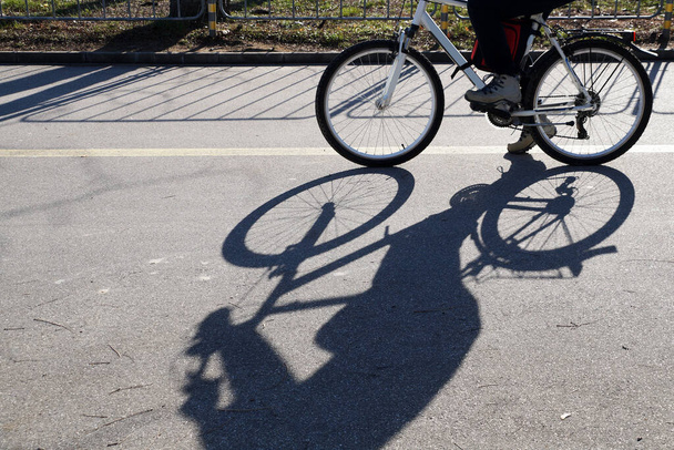 a sombra de um ciclista em um dia ensolarado. - Foto, Imagem