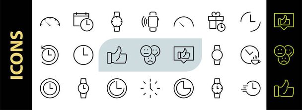 Simple set of time icon color editable template. Contains icons such as time check, speedometer calendar and other vector signs isolated on a white background for graphic and web design. 48x48 pixels - Vector, Image