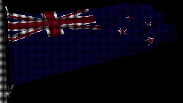 Η σημαία της Νέας Ζηλανδίας κυματίζει σε μια σταθερή ροή ανέμου. - Πλάνα, βίντεο