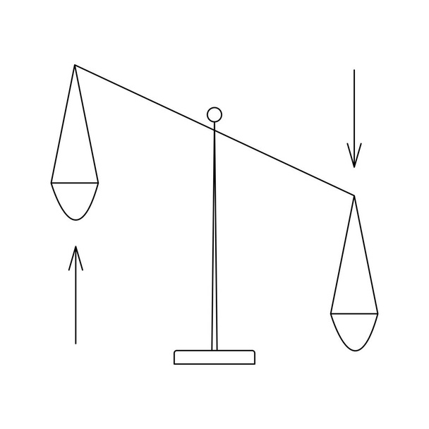 Elemento disegnato a mano, illustrazione vettoriale in colore nero isolato su sfondo bianco. Bilance e frecce, scarabocchi. - Vettoriali, immagini