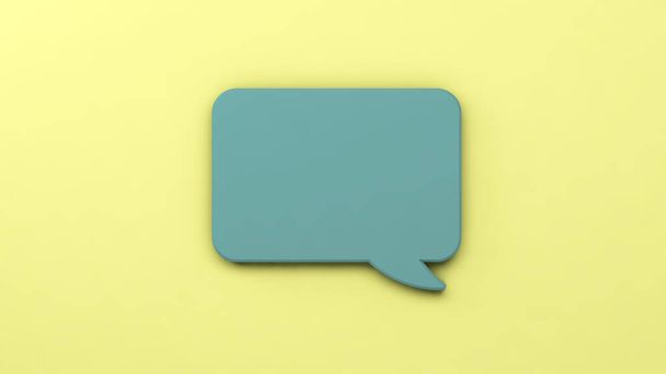 Ilustración 3D. Burbujas de habla verde sobre fondo amarillo aislado. Concepto de comunicación. - Foto, Imagen