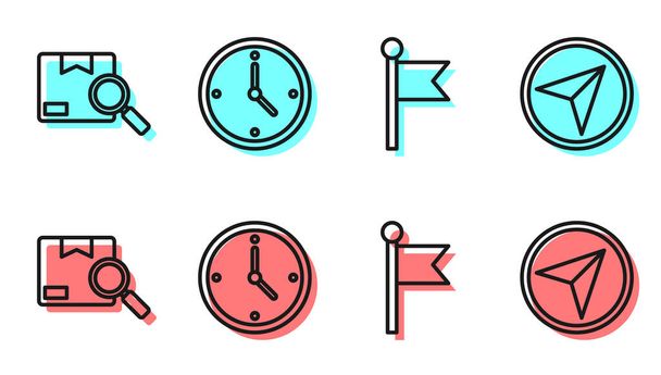 Set line Location marker, Search package, Fast time delivery and Infographic of city map navigation icon. Vector. - Vector, Image