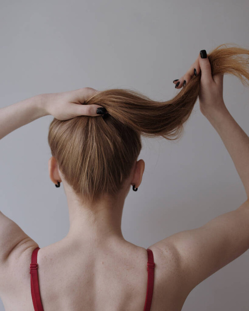 beautiful woman back with hair - 写真・画像