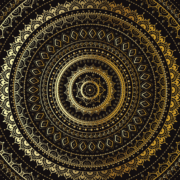 Gouden mandala. Indiase decoratief patroon. - Vector, afbeelding