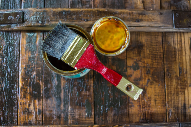 Protective varnish and a brush - Photo, Image
