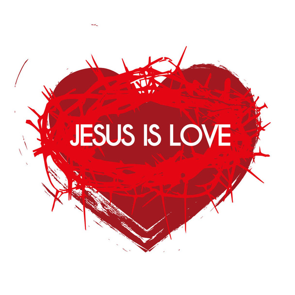 sydän orjantappuroilla ja lause rakkaudesta Jeesukseen  - Vektori, kuva