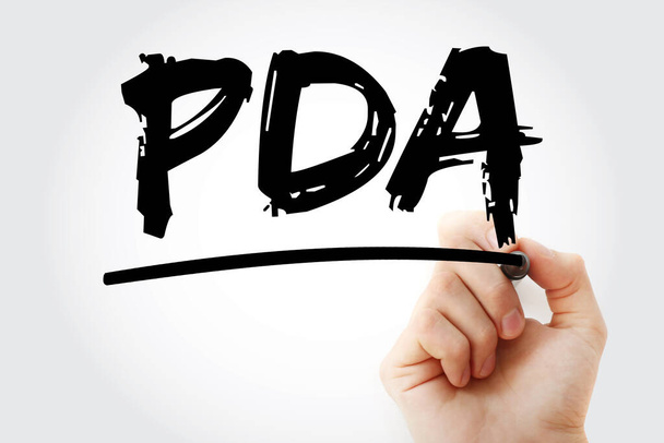 PDA - Personal Digital Assistant mozaikszó marker, technológia koncepció háttér - Fotó, kép