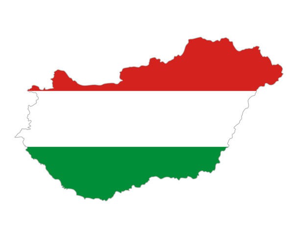 Mappa e Bandiera dell'Ungheria - Vettoriali, immagini