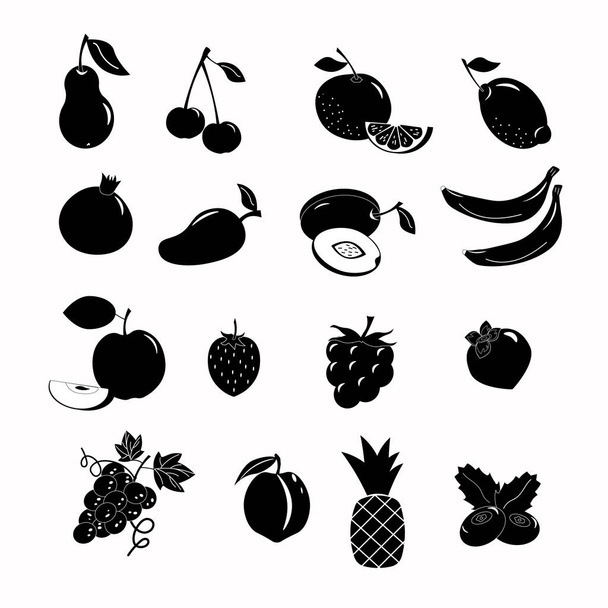 Συλλογή εικόνων με διαφορετικά φρούτα.  - Διάνυσμα, εικόνα