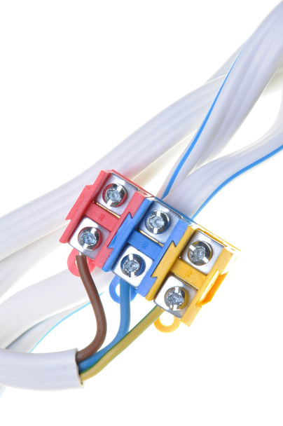 Installation electrical cables with terminal block - Photo, Image